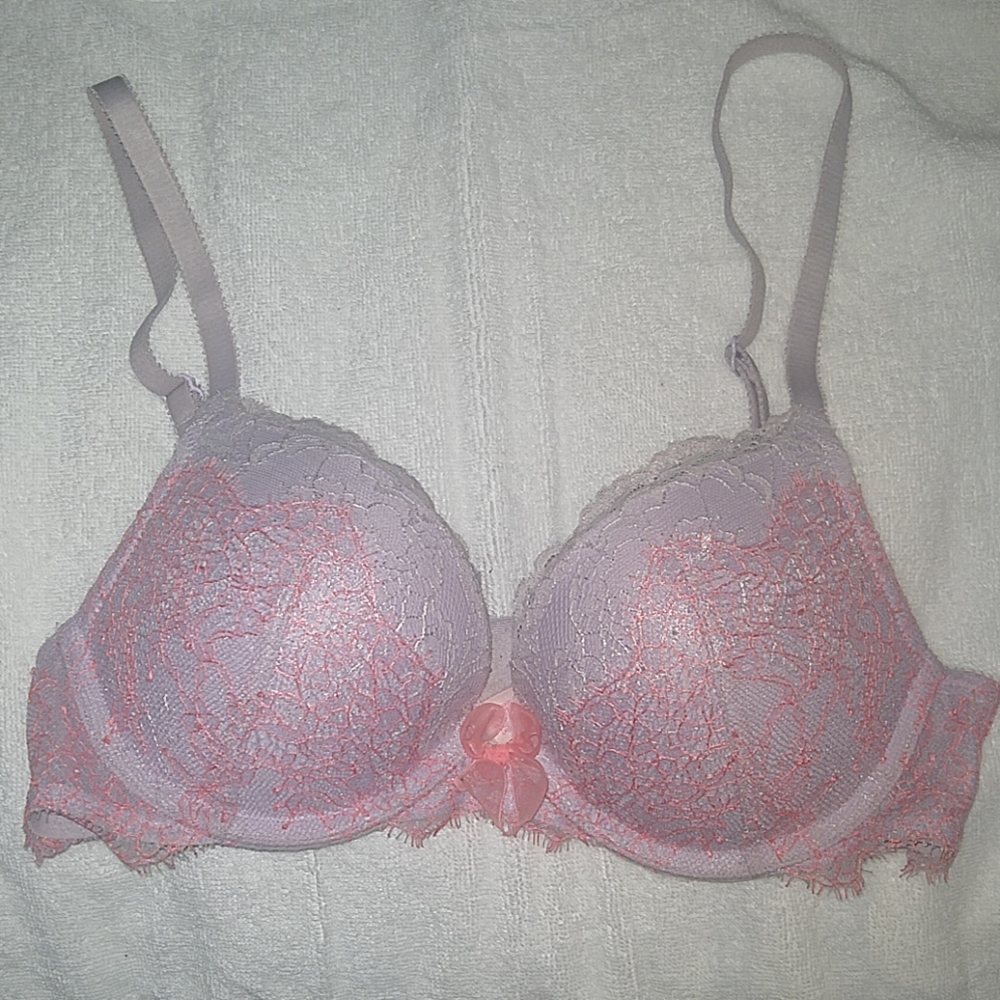Victoria's Secret Lavender and Pink Lace Push-Up Bra